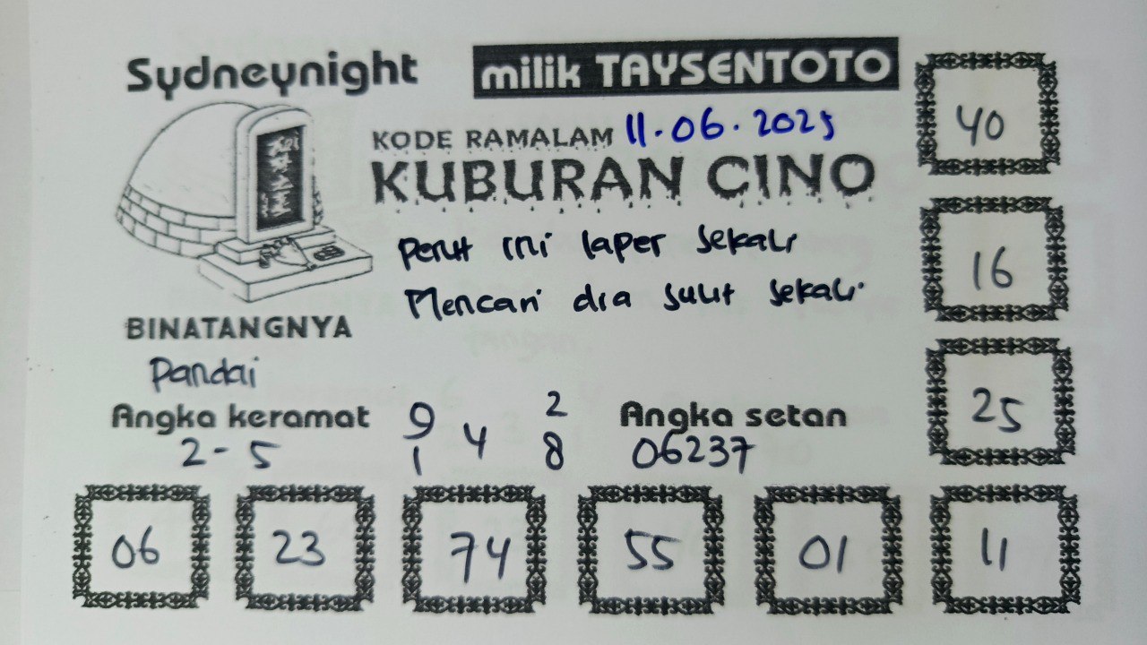 Syair Kuburan Cino SydneyNight Hari ini Rabu, 11 Juni 2025