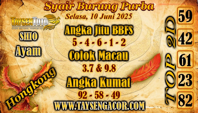 Syair Burung Purba HK Hari Selasa, 10 Juni 2025