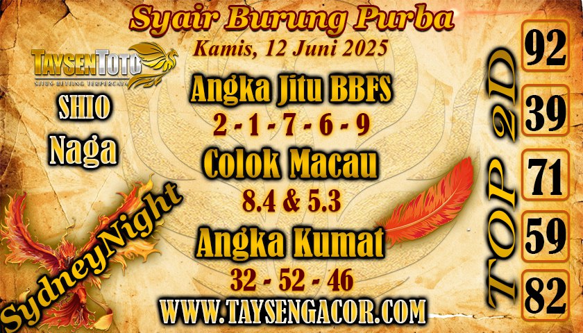 Syair Tari Pendet SydneyNight Hari ini Kamis, 12 Juni 2025