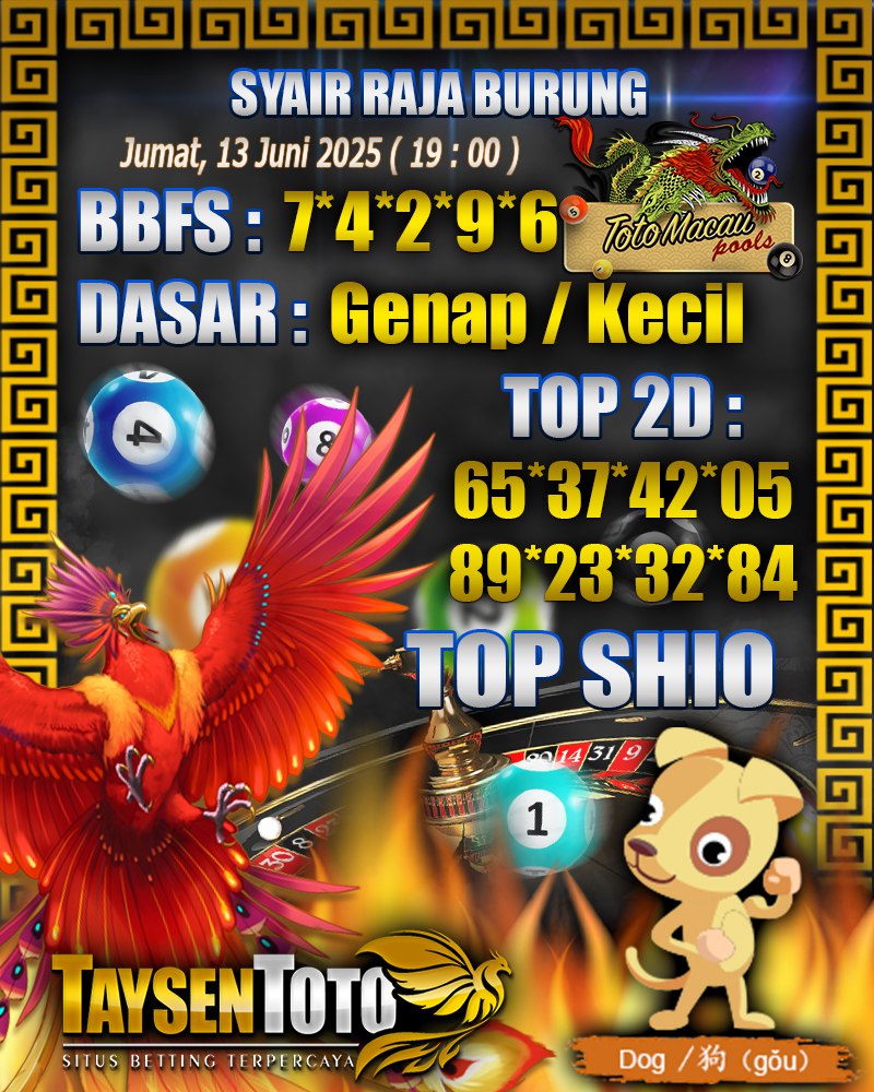 Syair Raja Burung Toto Macau Hari, Jumat, 13 Mei 2025| 19 : 00 WIB