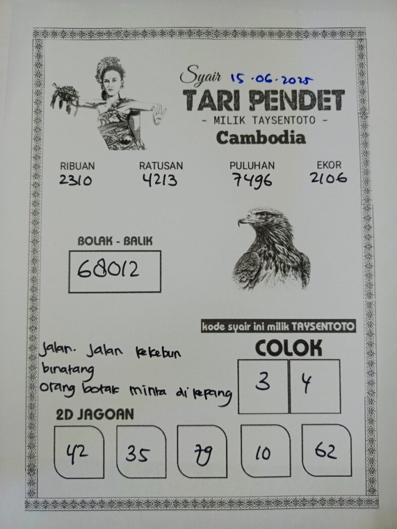 Syair Tari Pendet Cambodia Hari Ini Minggu, 15 Mei 2025