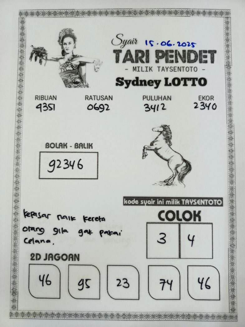 Syair Tari Pendet Sydney Hari ini Minggu, 15 Juni 2025