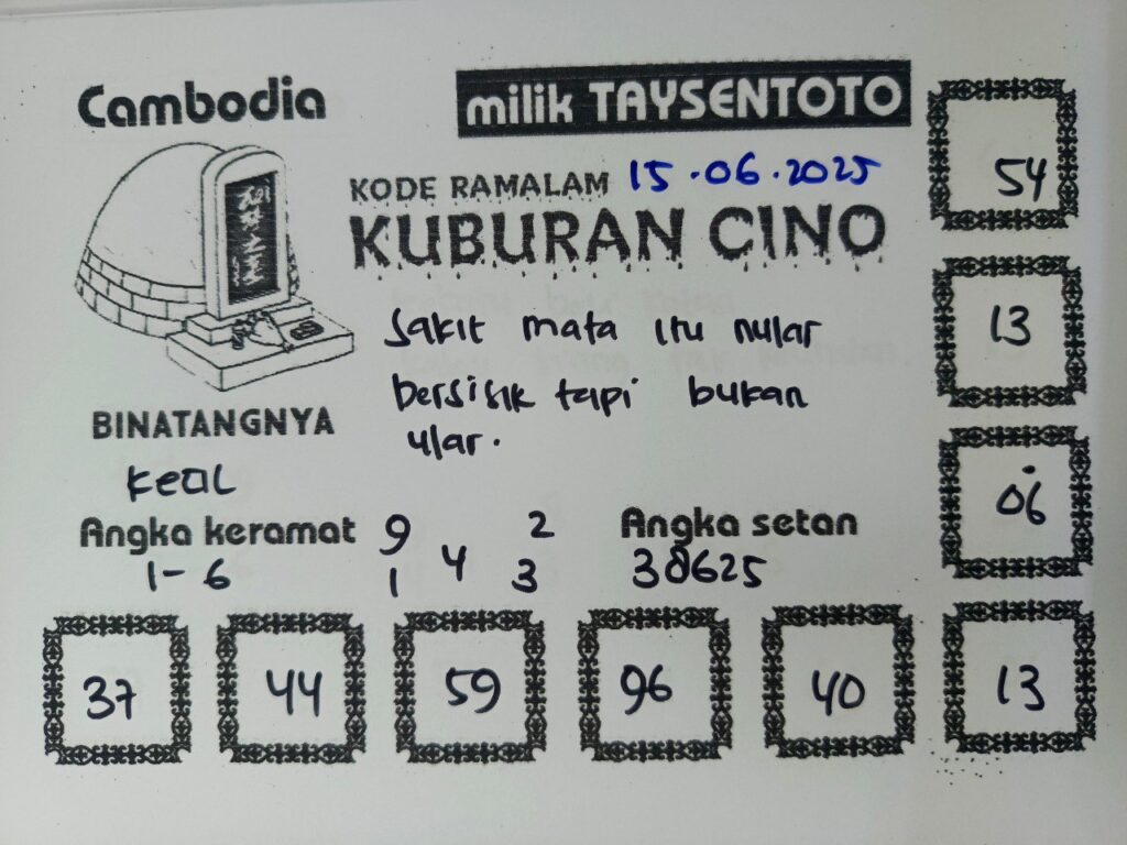Syair Kuburan Cino Cambodia Hari Ini Minggu, 15 Mei 2025