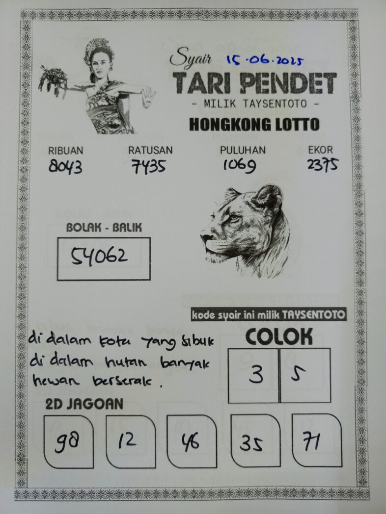 Syair Tari Pendet HK Hari Minggu, 15 Juni 2025