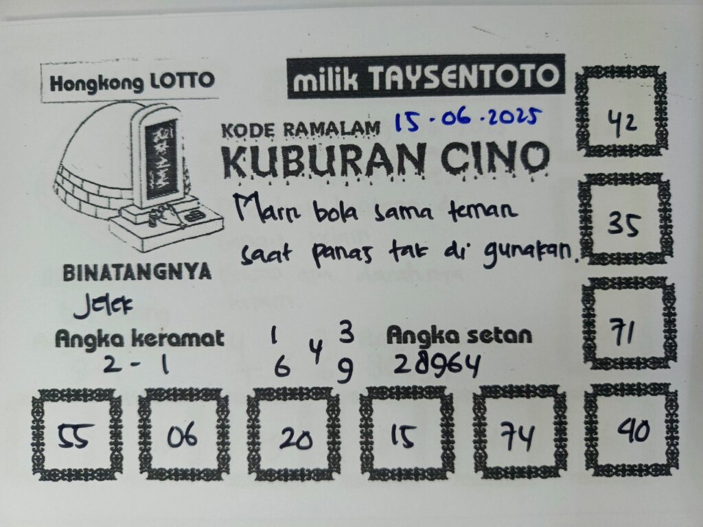 Syair Kuburan Cino HK Hari Minggu, 15 Juni 2025