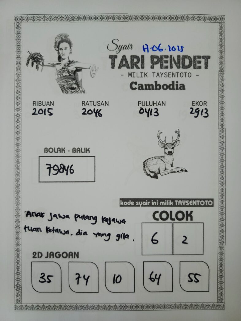 Syair Tari Pendet Cambodia Hari Ini Selasa, 17 Mei 2025