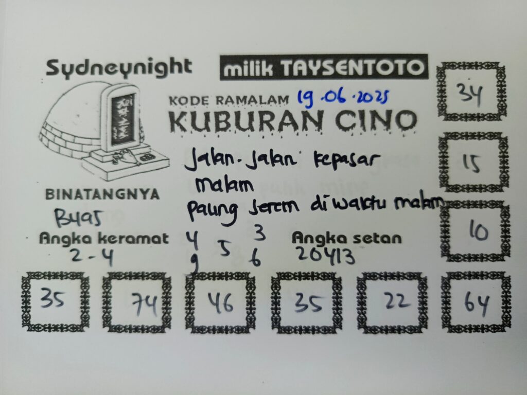 Syair Kuburan Cino SydneyNight Hari ini Kamis, 19 Juni 2025