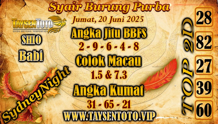 Syair Tari Pendet SydneyNight Hari ini Jumat, 20 Juni 2025