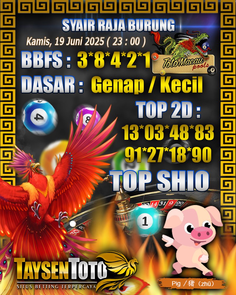 Syair Raja Burung Toto Macau Hari, Kamis, 19 Mei 2025| 23 : 00 WIB