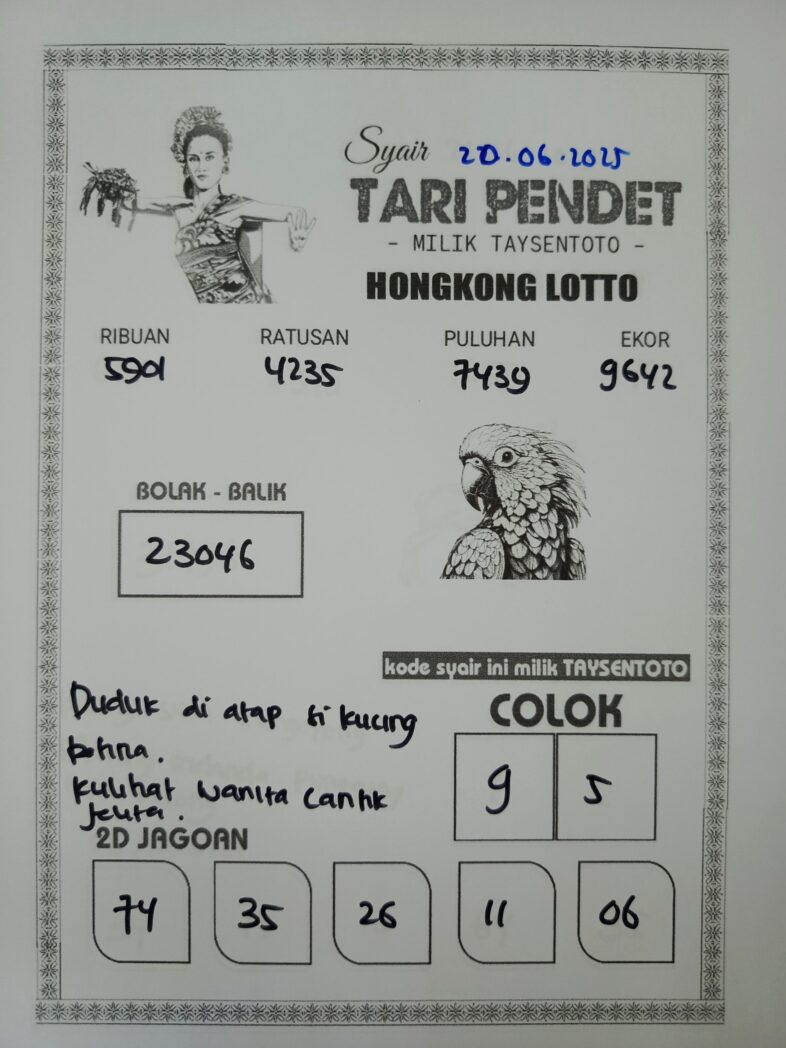 Syair Tari Pendet HK Hari Jumat, 20 Juni 2025