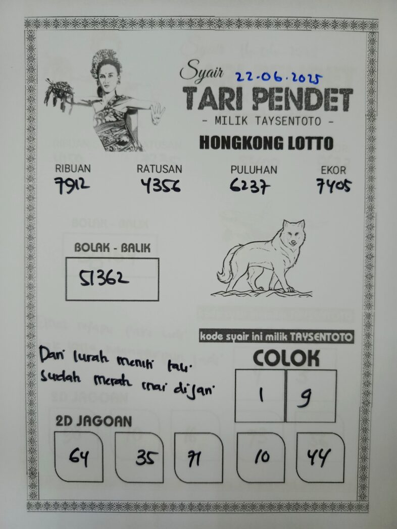 Syair Tari Pendet HK Hari Minggu, 22 Juni 2025