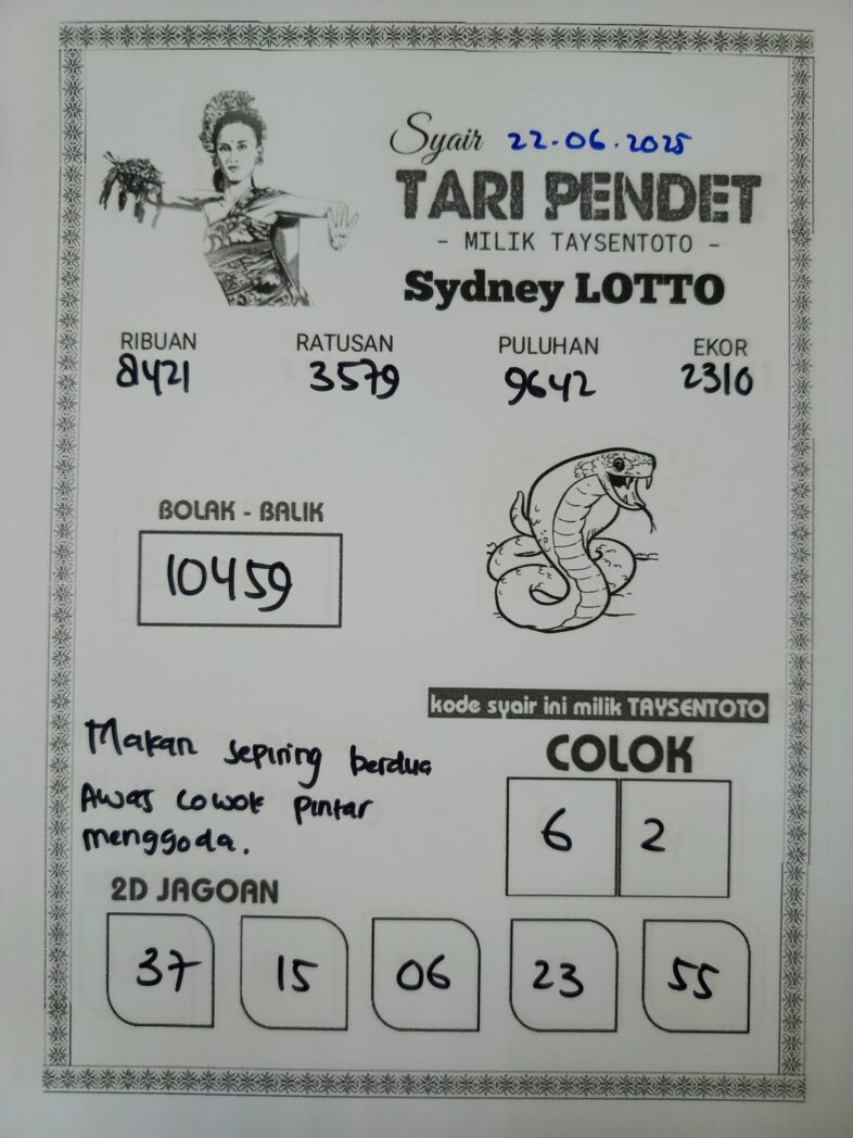 Syair Tari Pendet Sydney Hari ini Minggu, 22 Juni 2025