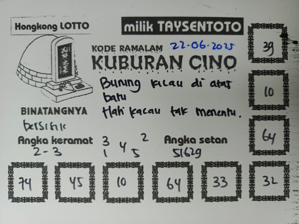 Syair Kuburan Cino HK Hari Minggu, 22 Juni 2025