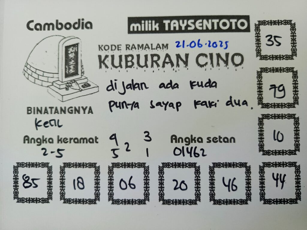 Syair Kuburan Cino  Cambodia Hari Ini Sabtu, 21 Mei 2025