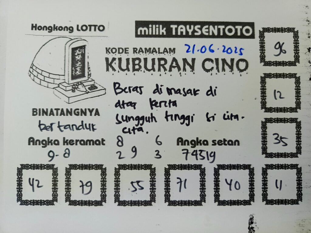 Syair Kuburan Cino HK Hari Sabtu, 21 Juni 2025
