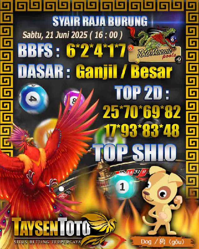 Syair Raja Burung Toto Macau Hari, Sabtu, 21 Mei 2025| 16 : 00 WIB