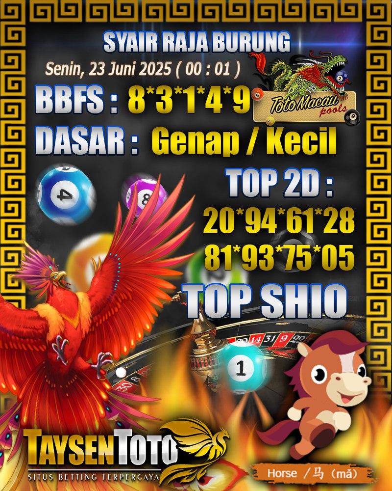 Syair Raja Burung Toto Macau Hari, Senin, 23 Mei 2025| 00 : 01 WIB