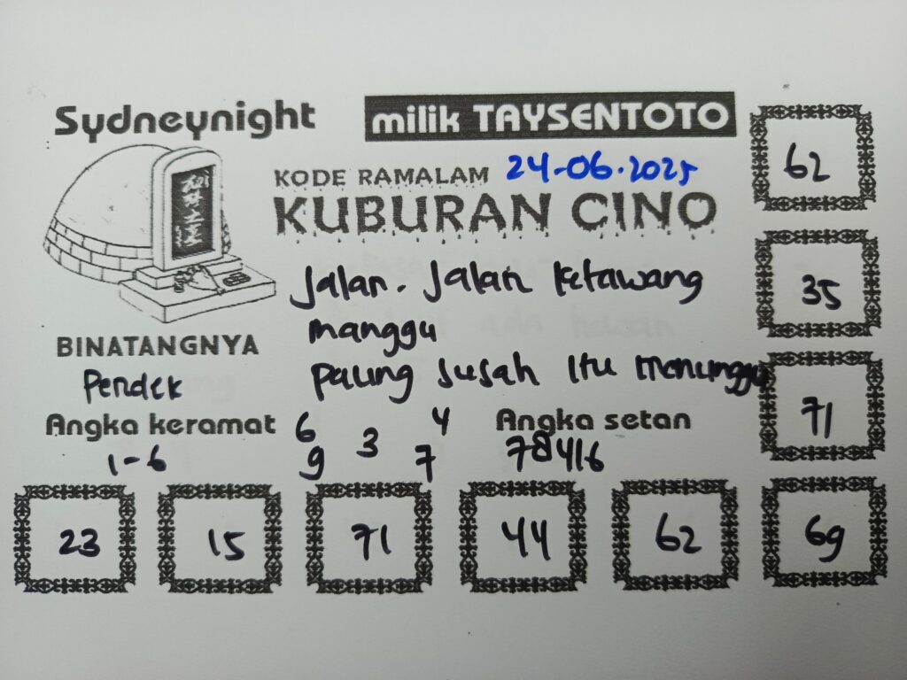Syair Kuburan Cino SydneyNight Hari ini Selasa, 24 Juni 2025