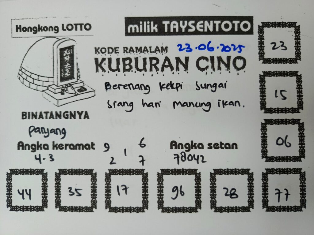 Syair Kuburan Cino HK Hari Senin, 23 Juni 2025