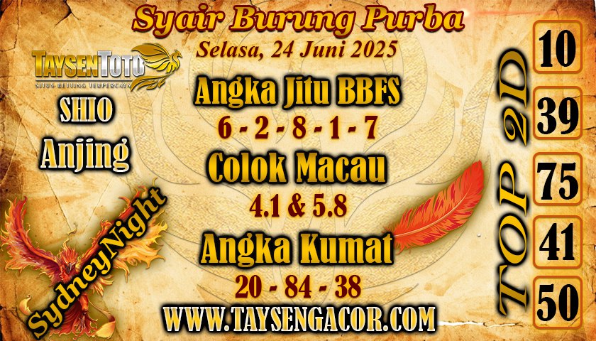 Syair Tari Pendet SydneyNight Hari ini Selasa, 24 Juni 2025