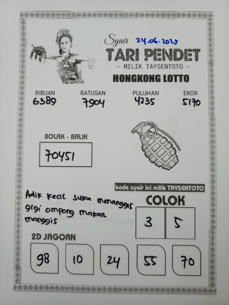 Syair Tari Pendet HK Hari Selasa, 24 Juni 2025