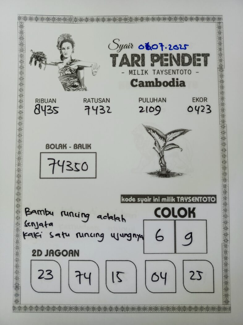 Syair Tari Pendet Cambodia Hari Ini Minggu, 06 Juli 2025