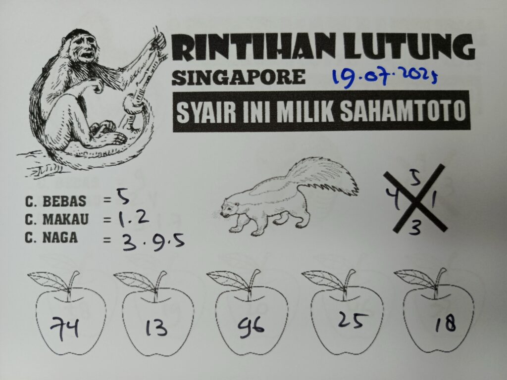 Syair Rintihan Lutung Singapore Pools Hari ini Sabtu 19 Juli 2025