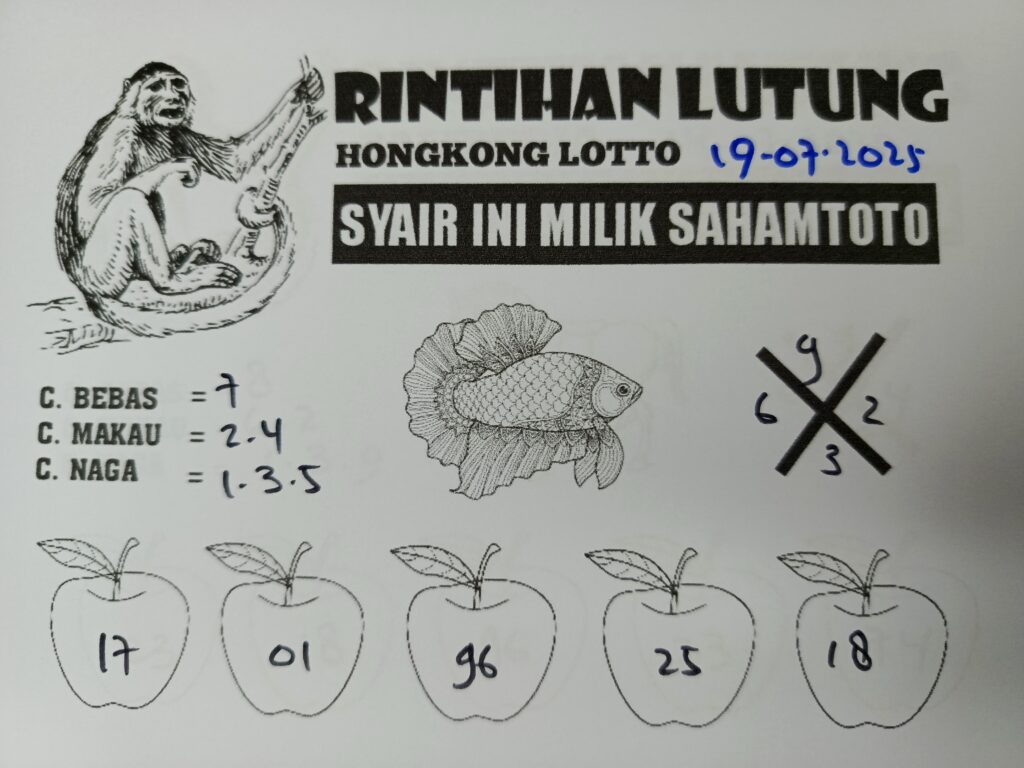 Syair Rintihan Lutung HONGKONG LOTTO Hari ini Sabtu 19 Juli 2025