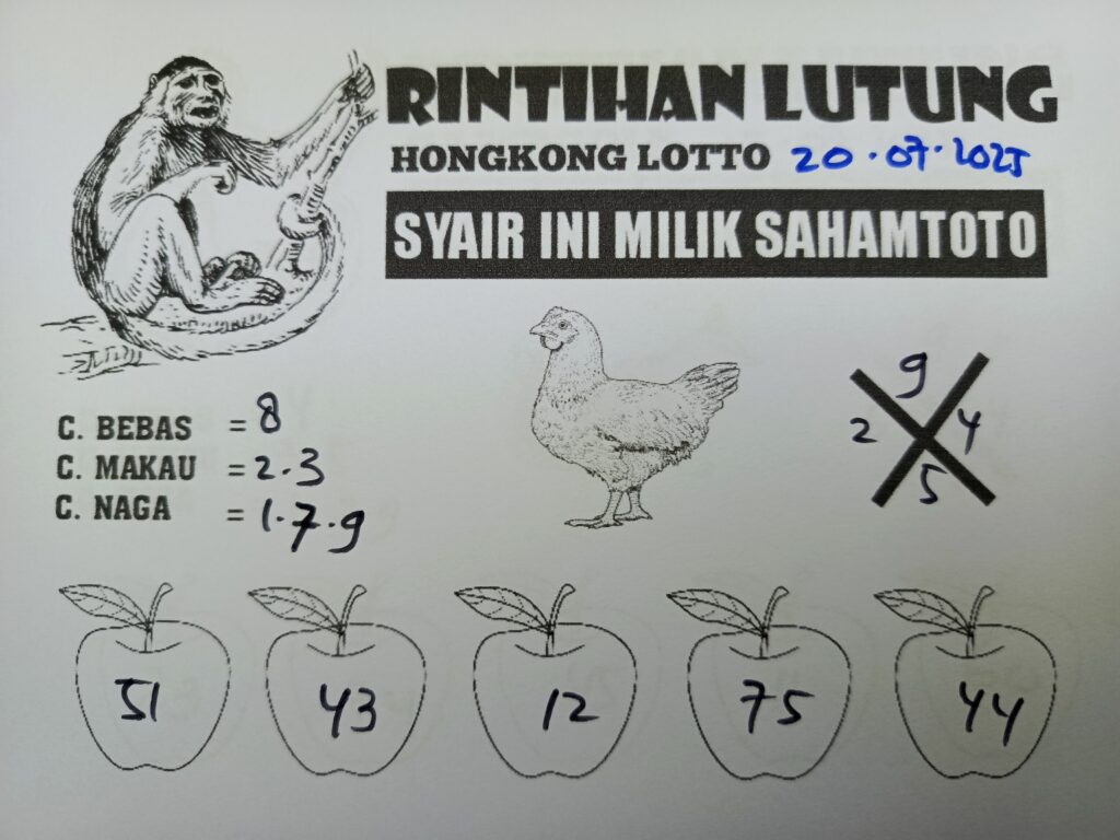 Syair Rintihan Lutung HONGKONG LOTTO Hari ini Minggu 20 Juli 2025