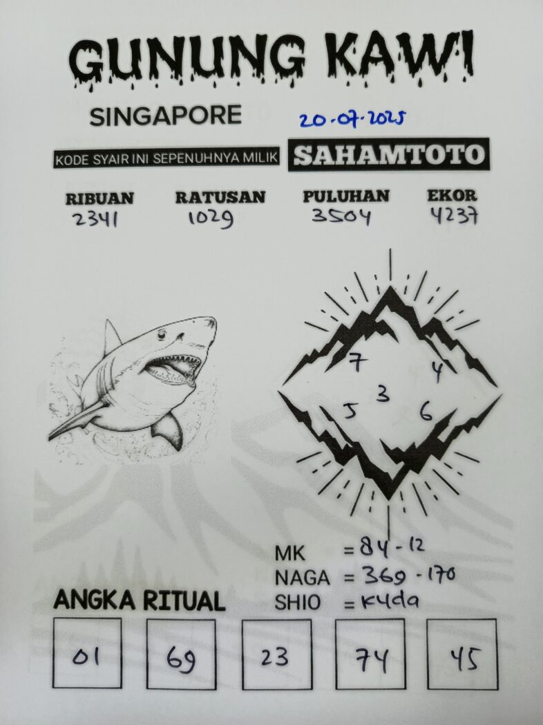 Syair Gunung Kawi SINGAPORE Pools Hari ini Minggu 20 Juli 2025