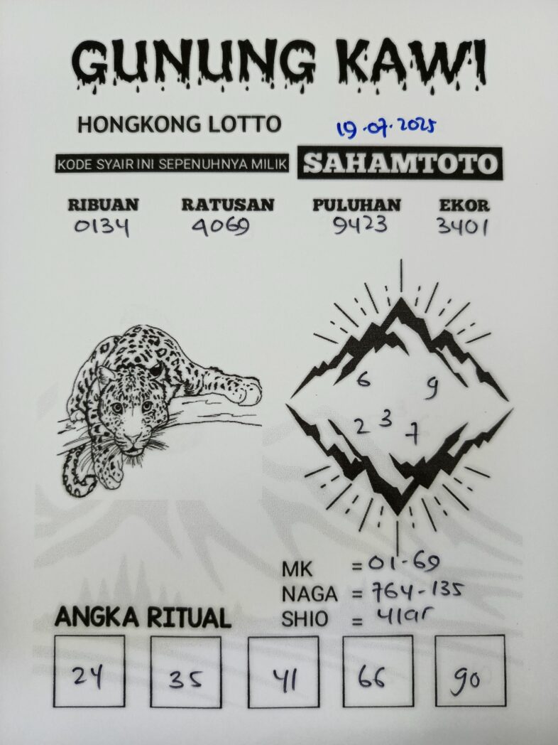 Syair Gunung Kawi HONGKONG LOTTO Hari ini Sabtu 19 Juli 2025