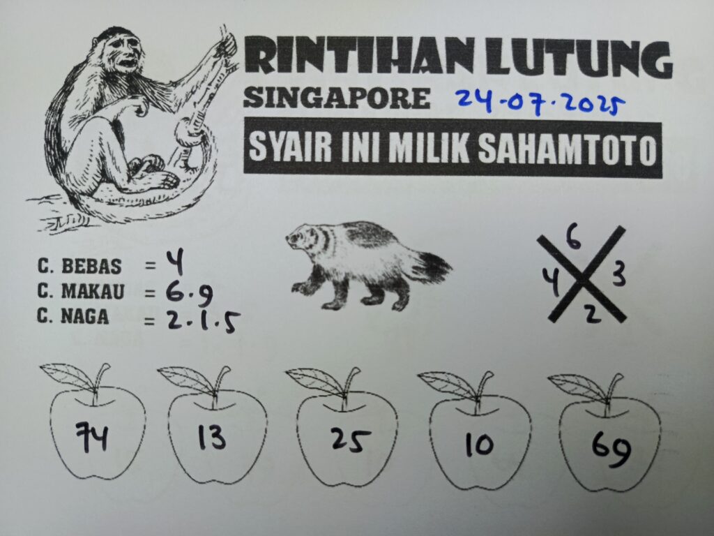 Syair Rintihan Lutung SINGAPORE Pools Hari ini Kamis, 24 Juli 2025