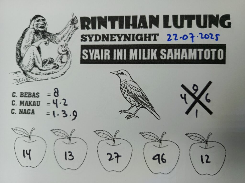 Syair Rintihan Lutung SydneyNight Hari ini Selasa, 22 Juli 2025