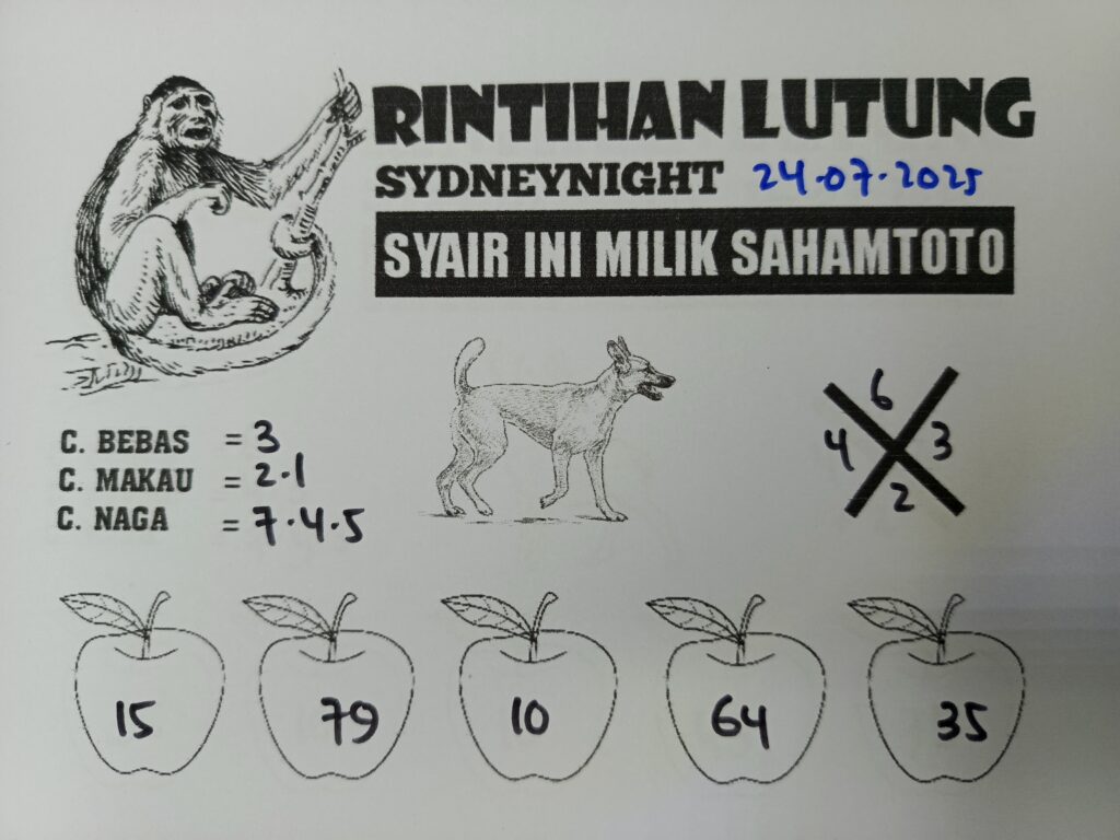 Syair Rintihan Lutung SydneyNight Hari ini Kamis, 24 Juli 2025