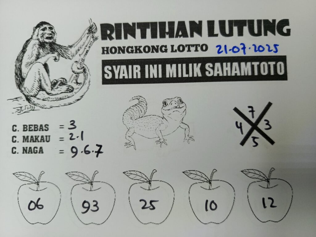 Syair Rintihan Lutung HONGKONG LOTTO Hari ini Senin 21 Juli 2025