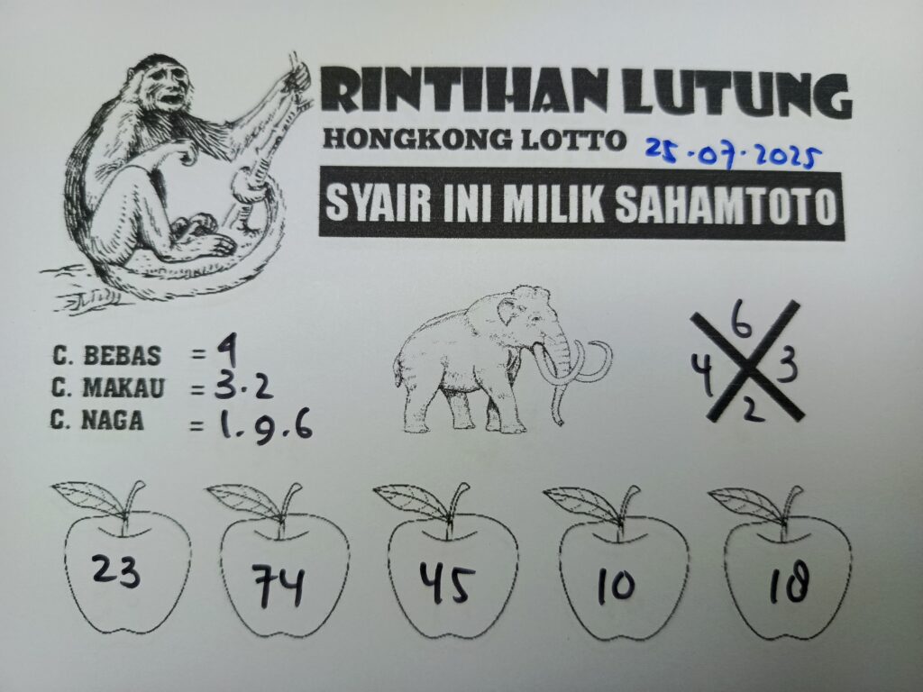Syair Rintihan Lutung HONGKONG LOTTO Hari ini Jumat, 25 Juli 2025