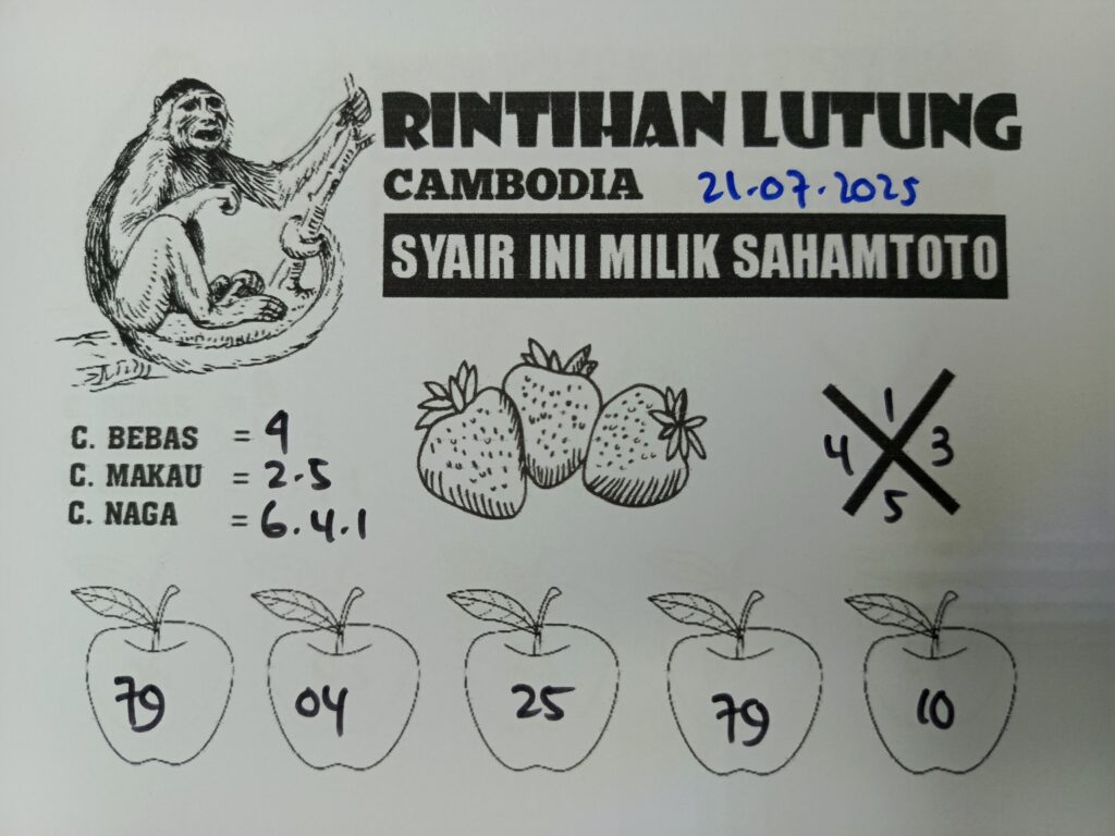 Syair Rintihan Lutung CAMBODIA POOLS Hari ini Senin 21 Juli 2025