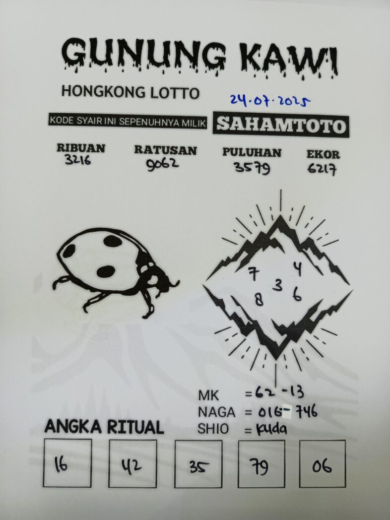 Syair Gunung Kawi HONGKONG LOTTO Hari ini Kamis, 24 Juli 2025