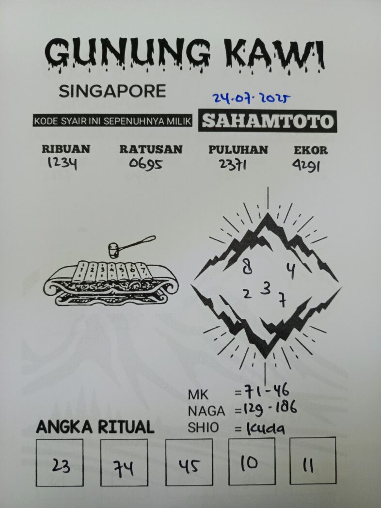 Syair Gunung Kawi SINGAPORE Pools Hari ini Kamis, 24 Juli 2025