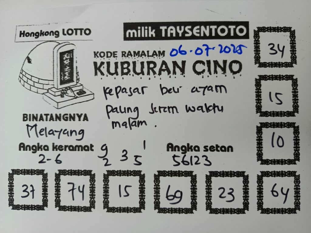 Syair Kuburan Cino HK Hari Minggu, 06 Juli 2025