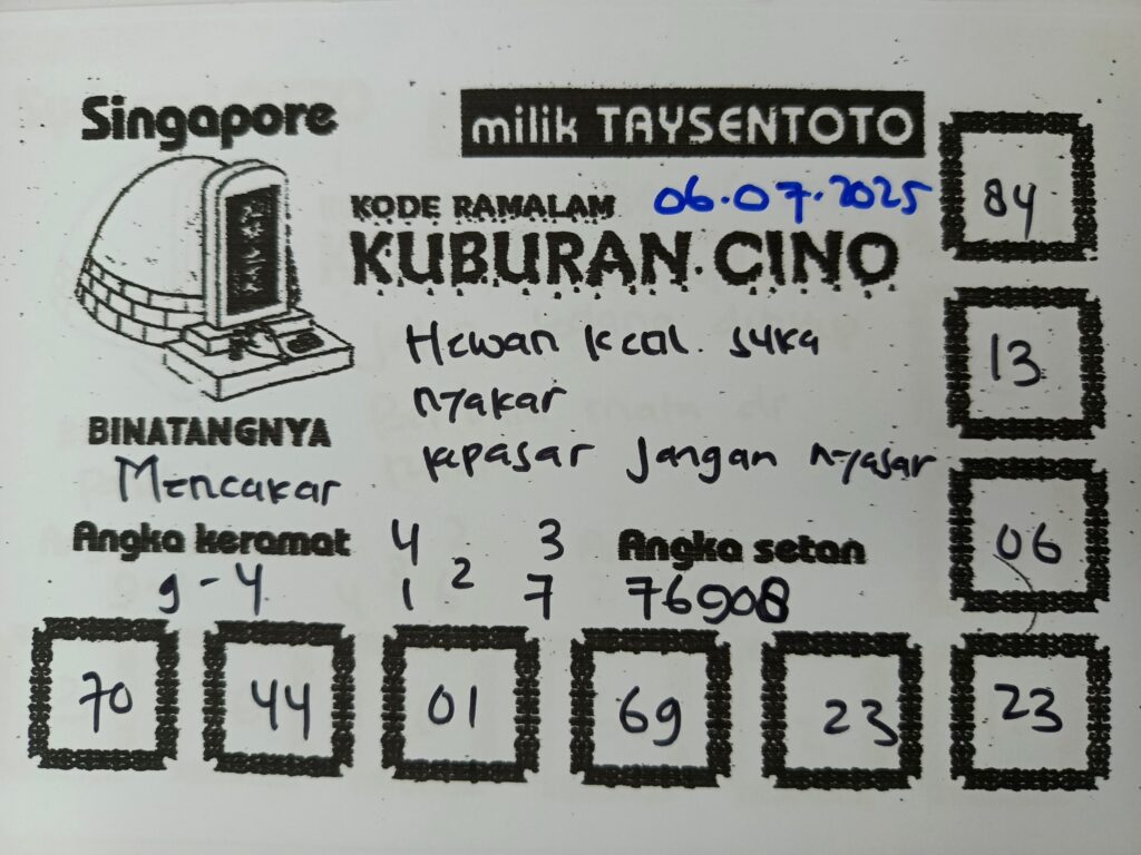 Syair Kuburan Cino SGP Hari ini Minggu, 06 Juli 2025