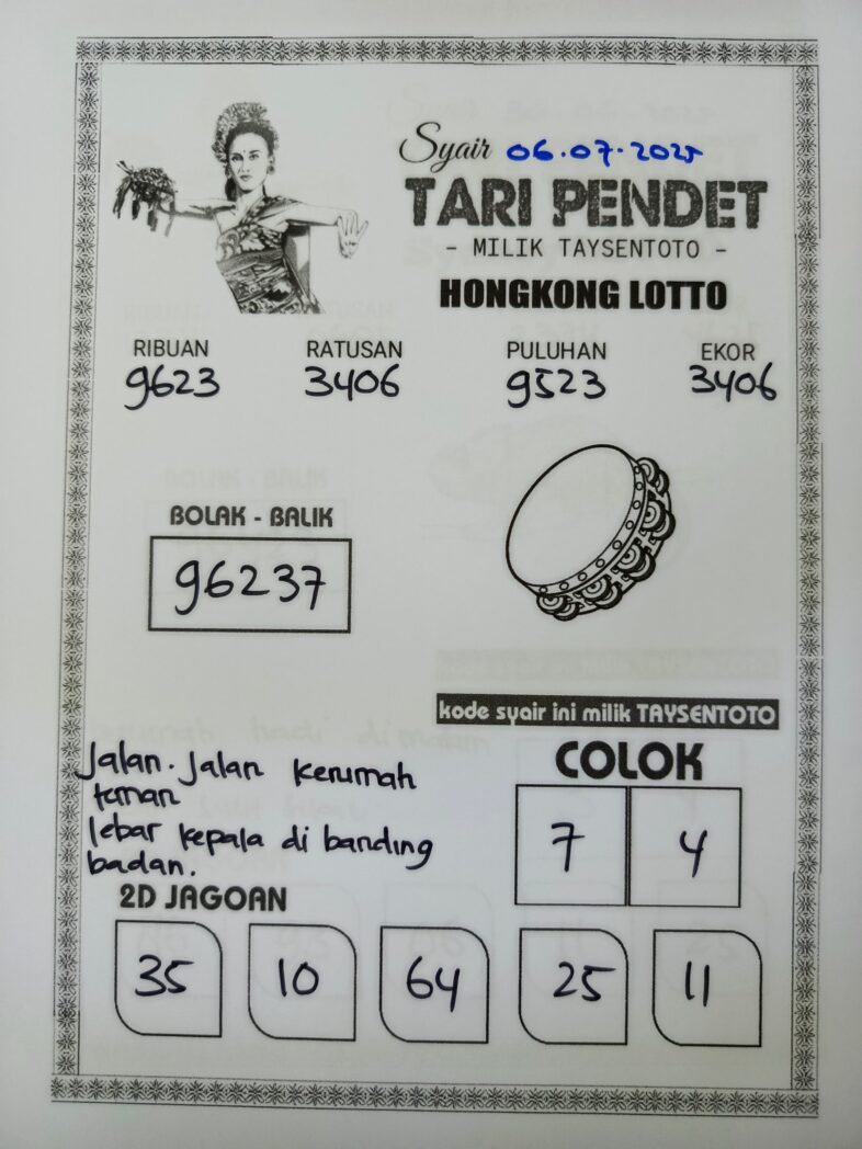 Syair Tari Pendet HK Hari Minggu, 06 Juli 2025