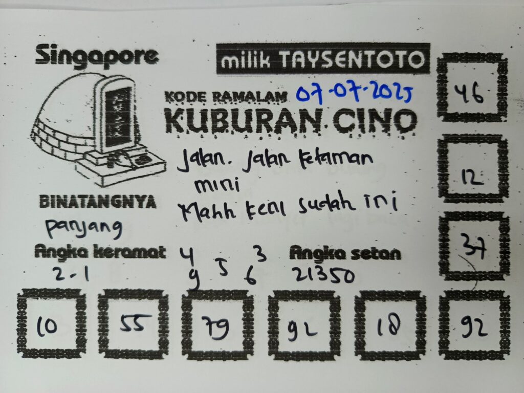 Syair Kuburan Cino SGP Hari ini Senin, 07 Juli 2025