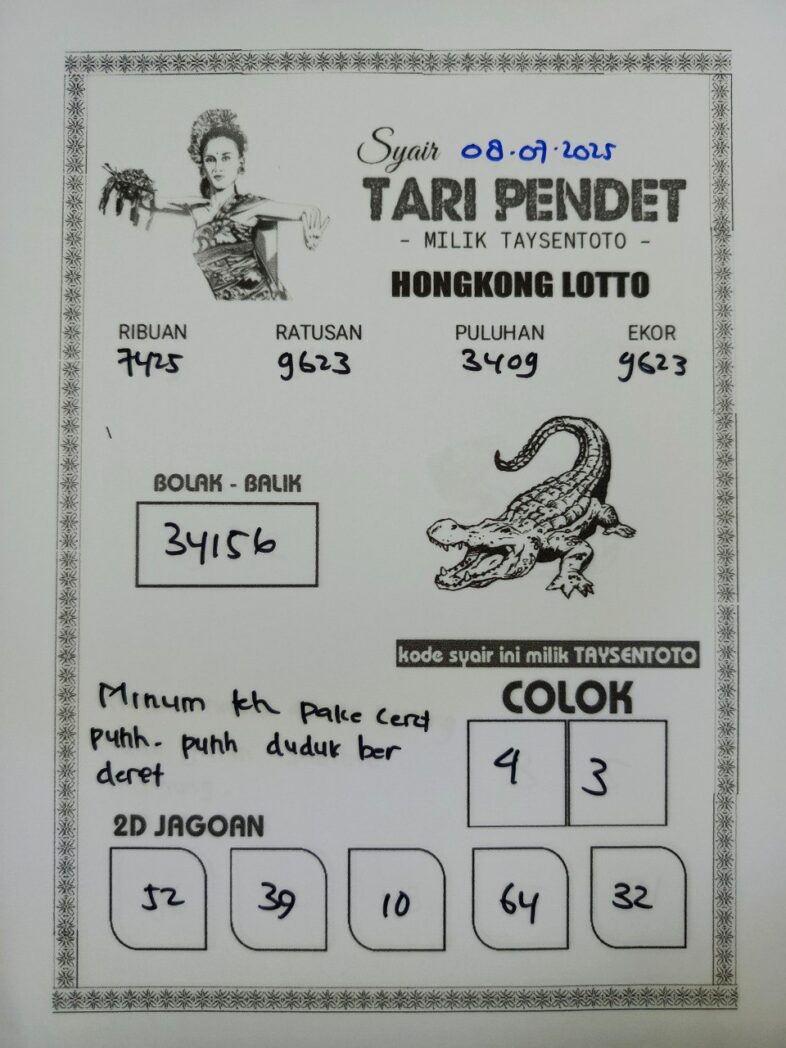 Syair Tari Pendet HK Hari Selasa, 08 Juli 2025