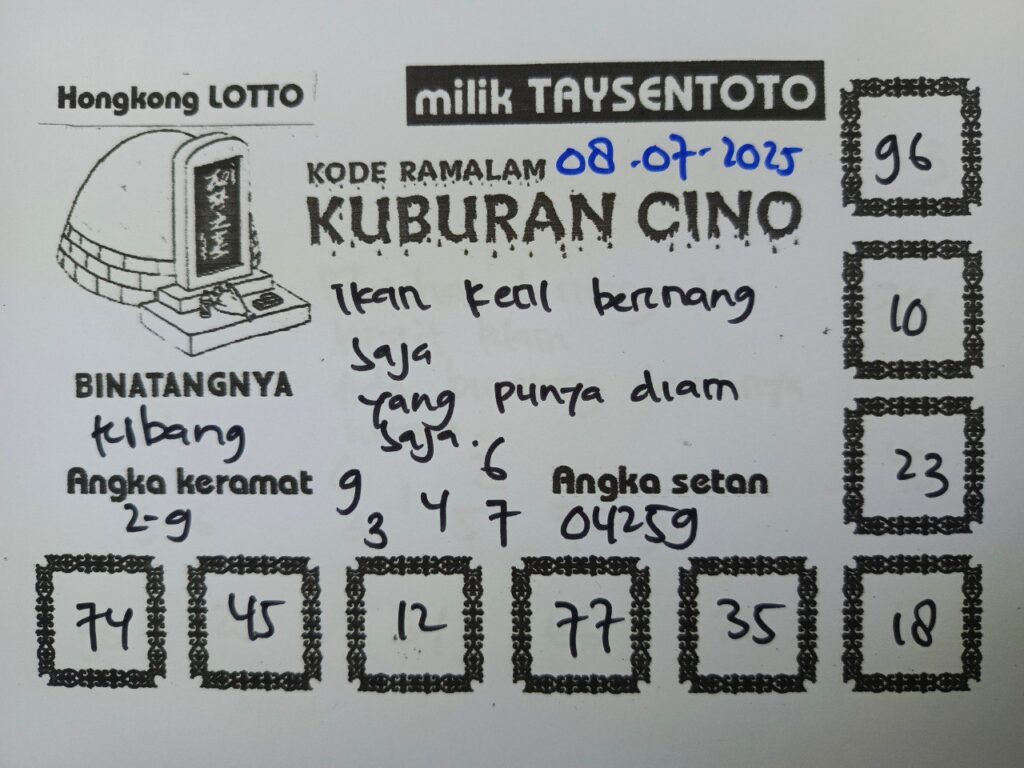 Syair Kuburan Cino HK Hari Selasa, 08 Juli 2025