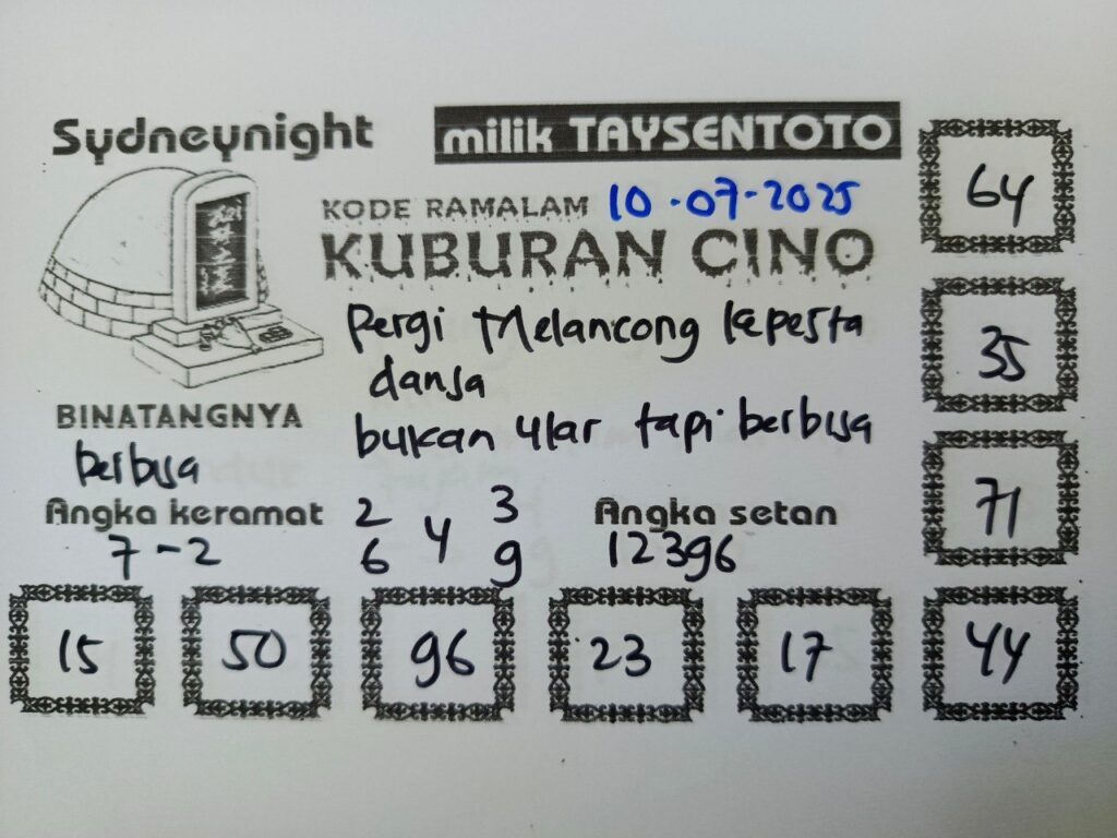 Syair Kuburan Cino SydneyNight Hari ini Kamis, 10 Juli 2025