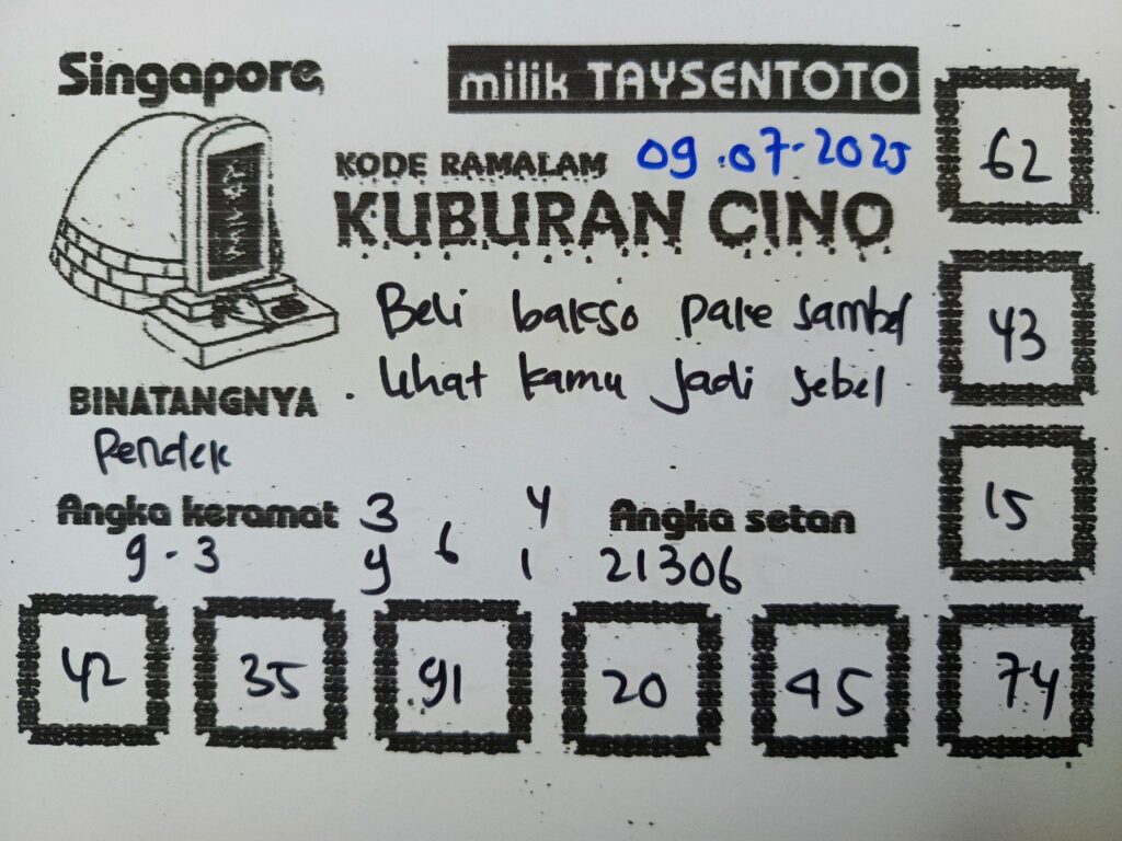 Syair Kuburan Cino SGP Hari ini Rabu, 09 Juli 2025