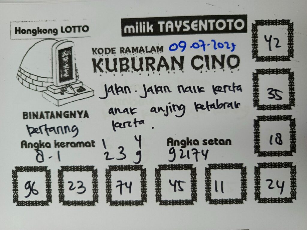 Syair Kuburan Cino HK Hari Rabu, 09 Juli 2025