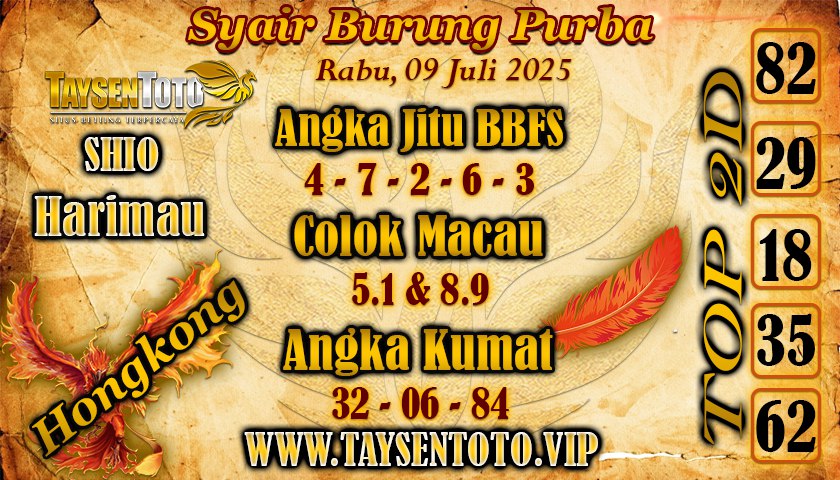 Syair Burung Purba HK Hari Rabu, 09 Juli 2025