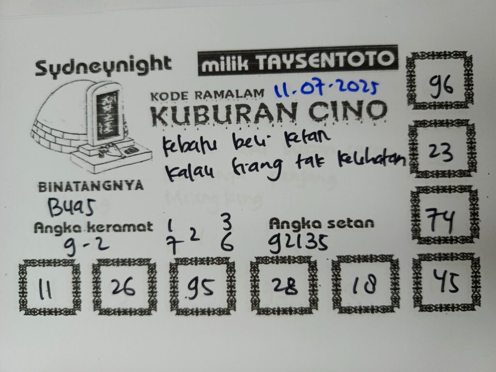 Syair Kuburan Cino SydneyNight Hari ini Jumat, 11 Juli 2025